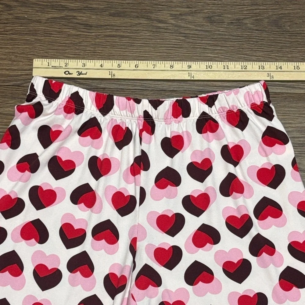 Kate Spade Heart Print Pajama Pants Pink Red Black Size S Soft Cute